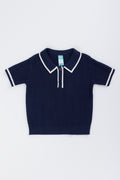 Navy Knit Collared Golfer