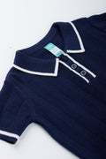 Navy Knit Collared Golfer (1)