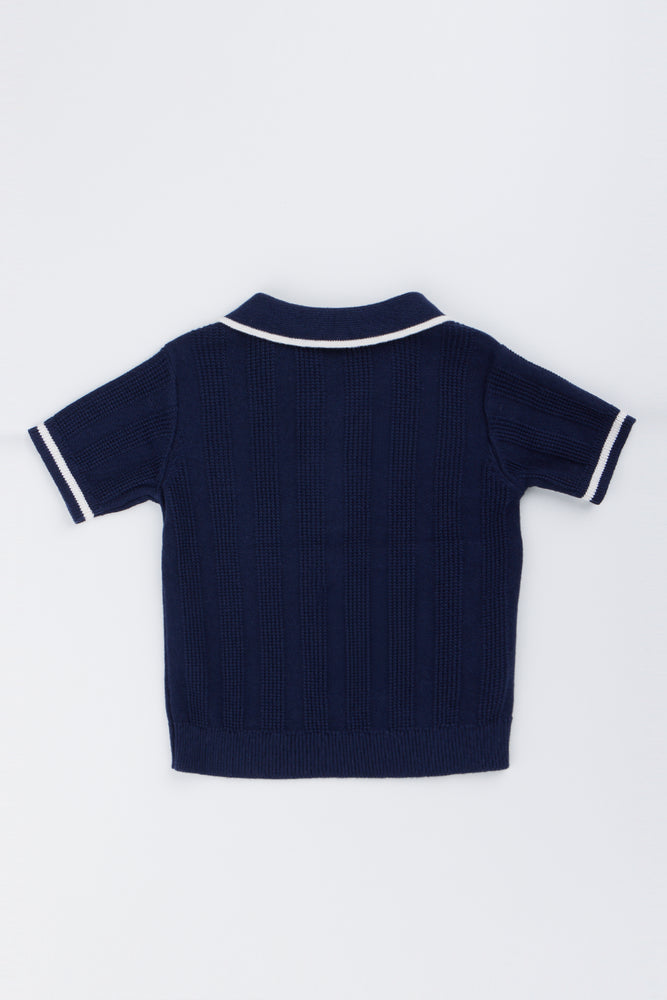 Navy Knit Collared Golfer (2)