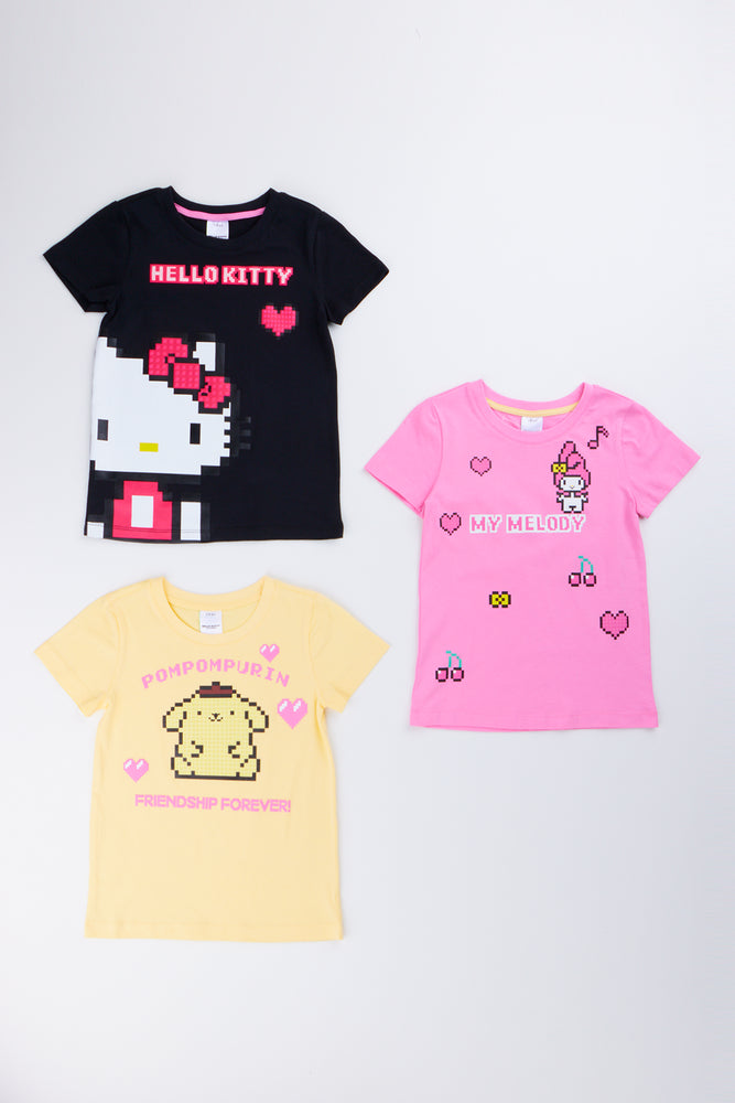 Hello Kitty Character Print T-Shirt 3 Pack