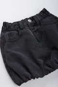 Black Denim Bubble Mini Skirt (1)