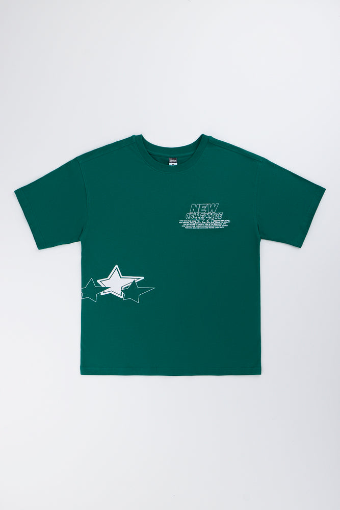 Green Printed Star Short Sleeve T-Shirt