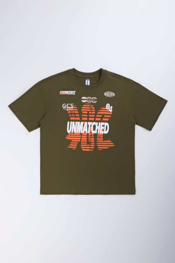 Green Printed Unmatched T-Shirt