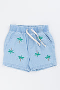 Blue Denim Embroidered Shorts