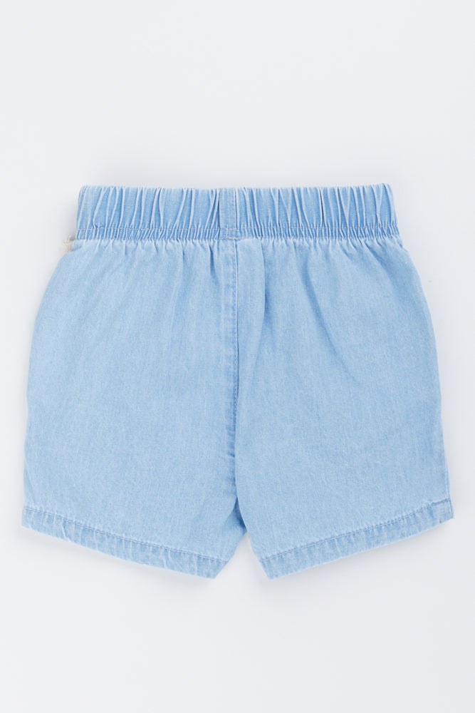 Blue Denim Embroidered Shorts (2)