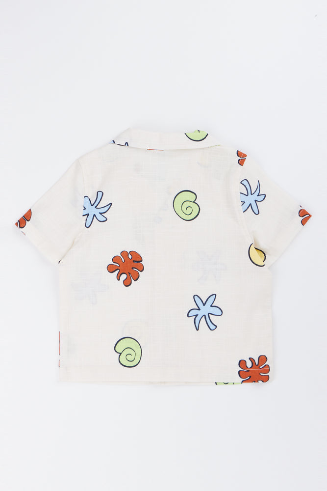 Milk Ocean Print Linen Blend Shirt (2)