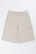 Beige Bull Denim Carpenter Shorts