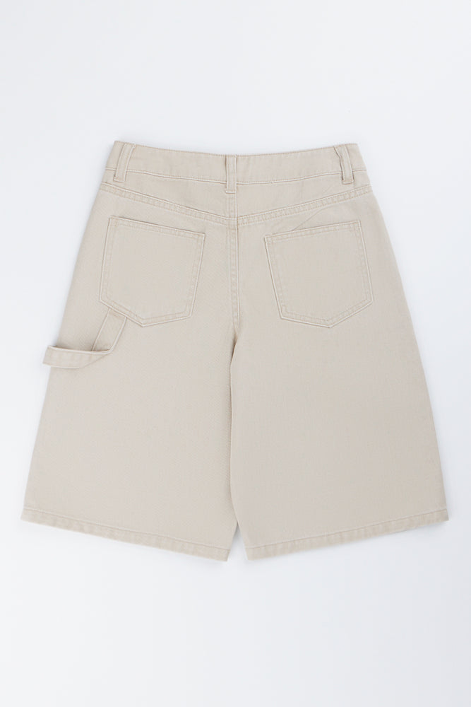 Beige Bull Denim Carpenter Shorts (2)