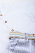 White Shirt & Striped Short Set (1)