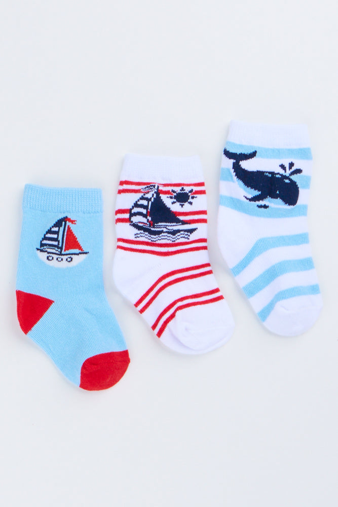 Nautical 3 Pack Baby Socks