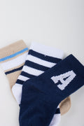 3 Pack Striped And Letter Socks (1)