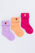 3 pack Embroidered Ankle Socks