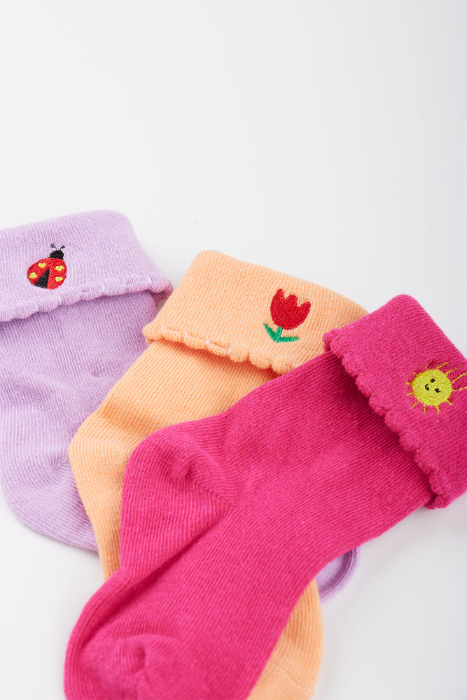 3 pack Embroidered Ankle Socks (1)