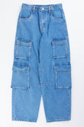 Blue Denim Cargo Pants