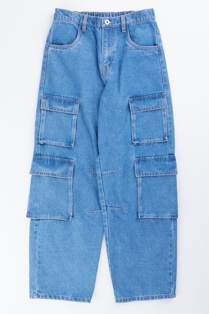 Blue Denim Cargo Pants