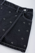Black Denim Eyelet Detail Skort (1)