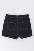 Black Denim Eyelet Detail Skort (2)