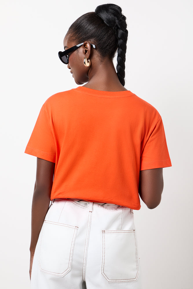 Orange Short Sleeve Crewneck T-Shirt (2)