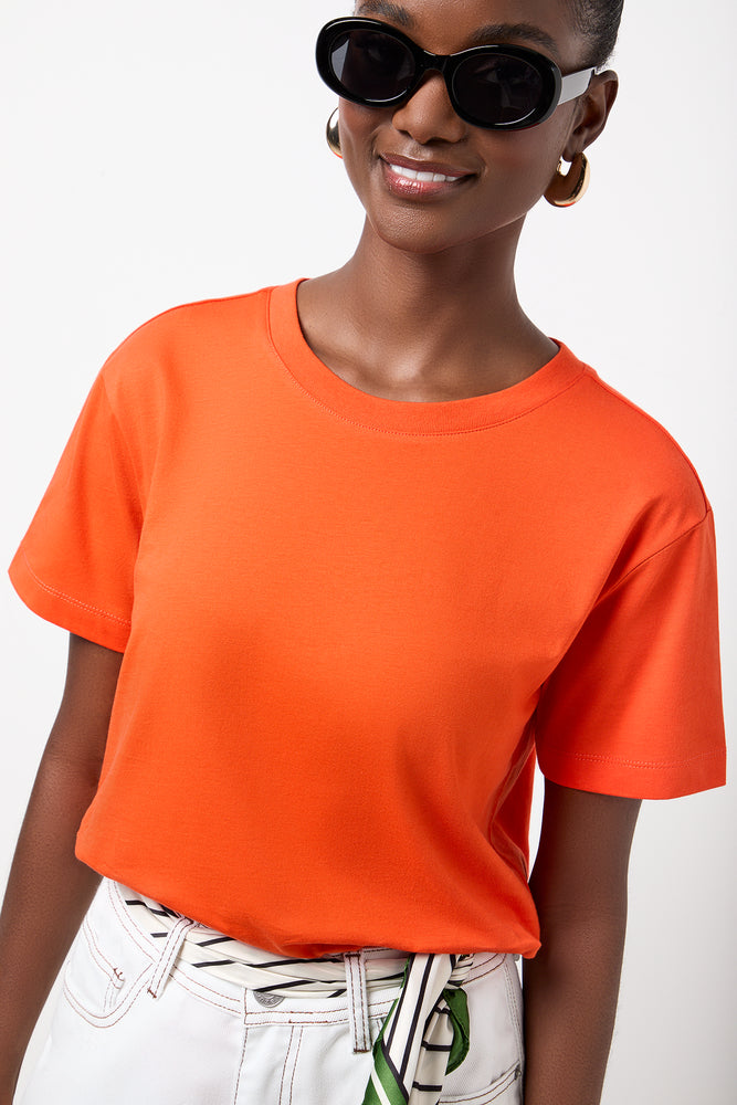 Orange Short Sleeve Crewneck T-Shirt (3)