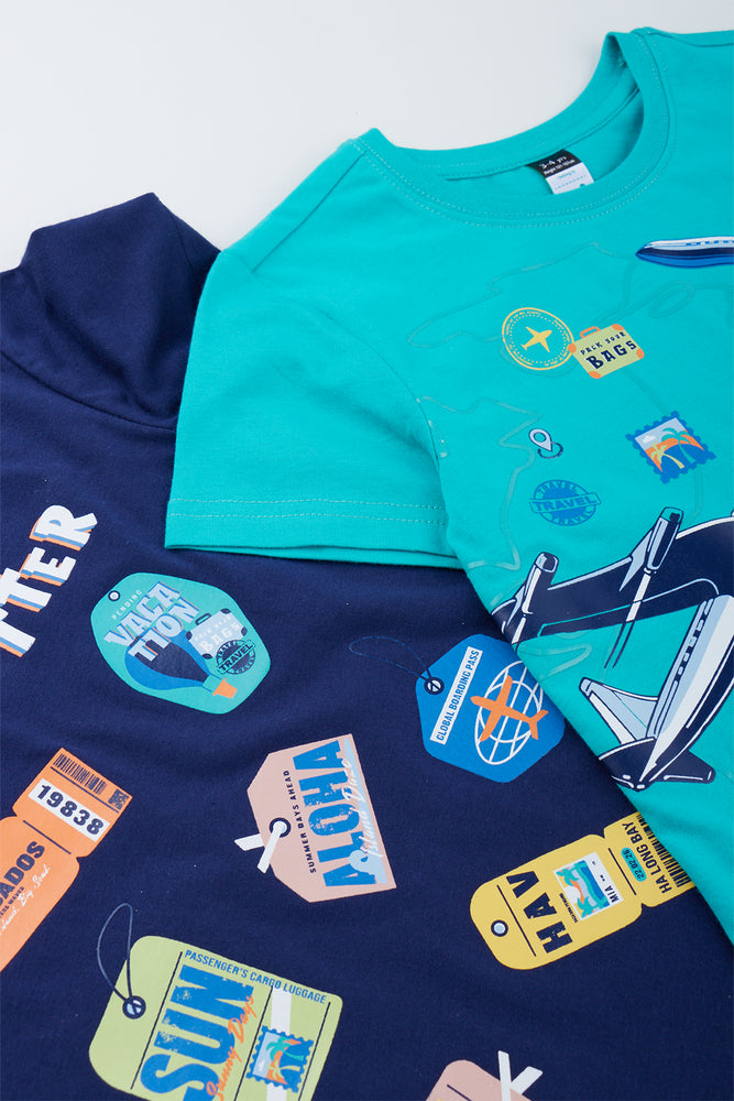 Blue Boxy Graphic T-Shirt 2 Pack (1)