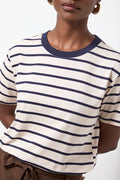 Striped Regular Crewneck T-Shirt Stone (3)