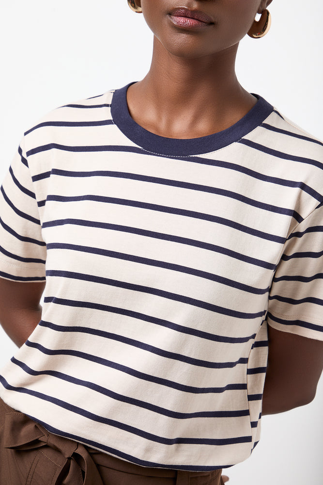 Striped Regular Crewneck T-Shirt Stone (3)