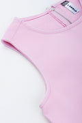 Pink Embroidered Denim Shell Top (2)