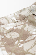Taupe Leaf Print Denim Jorts (1)