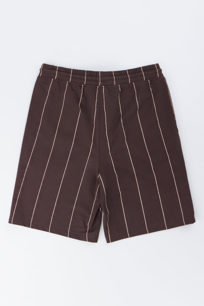 Brown Striped Knit Shorts (2)