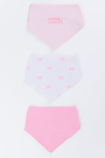 3 Pack Pink Bow Bandana Bibs