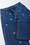 Blue Daisy Embroidered Wideleg Jeans (1)