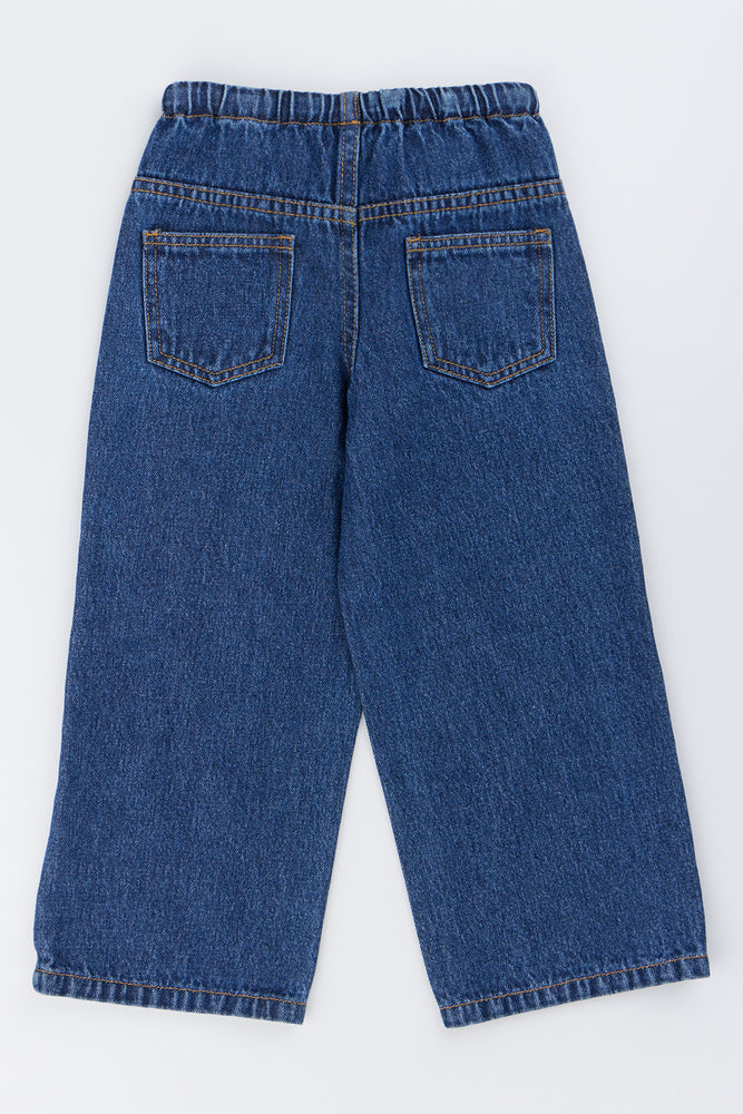 Blue Daisy Embroidered Wideleg Jeans (2)