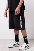 Black Unbrushed Fleece Racer Shorts (1)