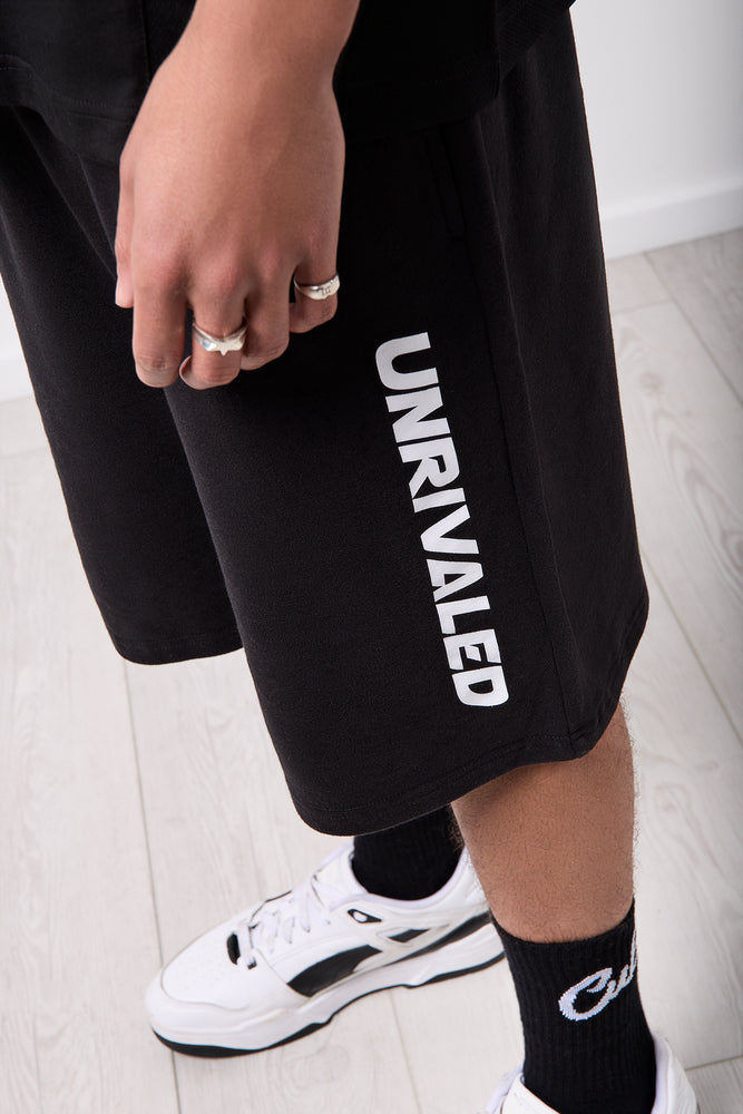Black Unbrushed Fleece Racer Shorts (3)