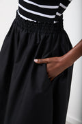 White Striped Top and Black Skirt Set (4)