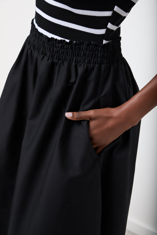White Striped Top and Black Skirt Set (4)