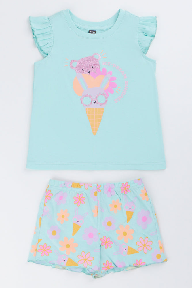 Aqua Ice Cream Shorty Pajamas