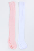 Pink & White Nylon Tights 2 Pack