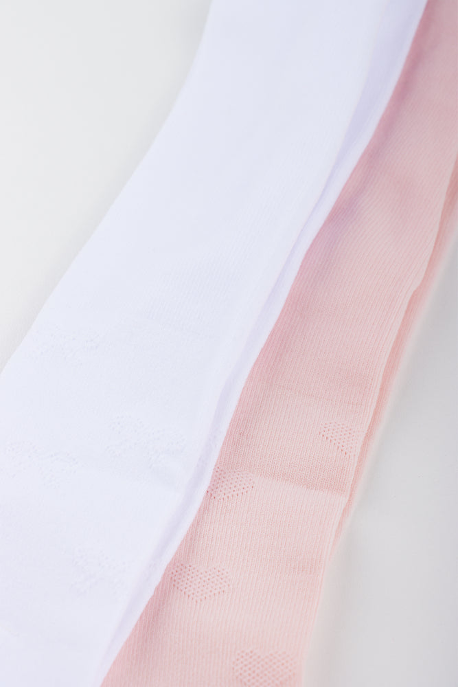 Pink & White Nylon Tights 2 Pack (1)