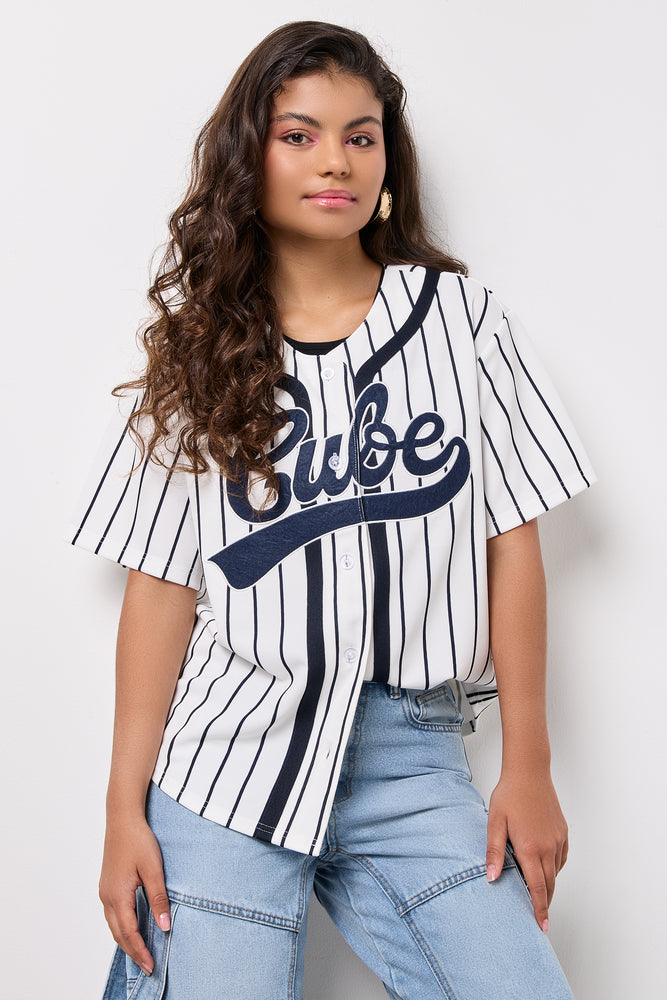 Striped Button Down Baseball Shirt (1)
