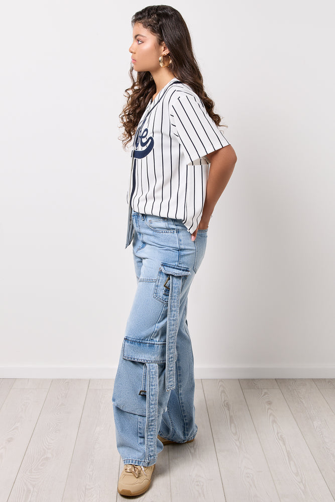 Striped Button Down Baseball Shirt (2)