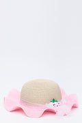 Pink Floral Straw Sun Hat