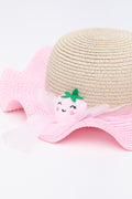 Pink Floral Straw Sun Hat (1)