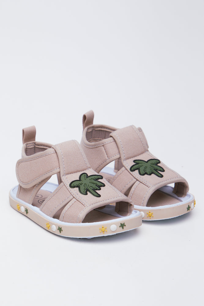 Palm Print Open Toe Sandals