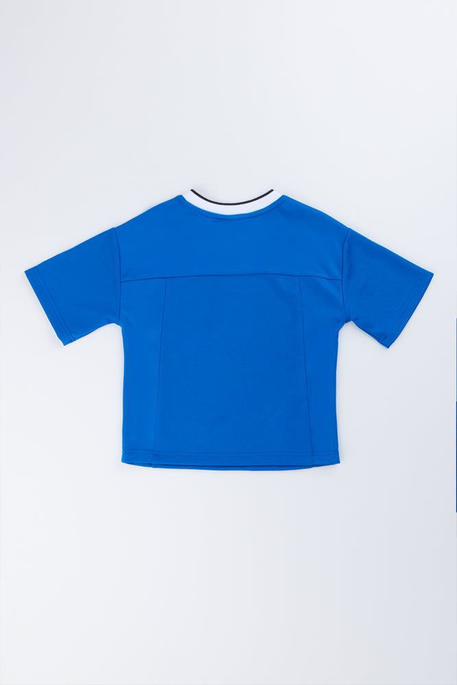 Blue Sporty V-Neck T-Shirt (2)