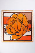 Orange Abstract Rose Print Satin Scarf (1)