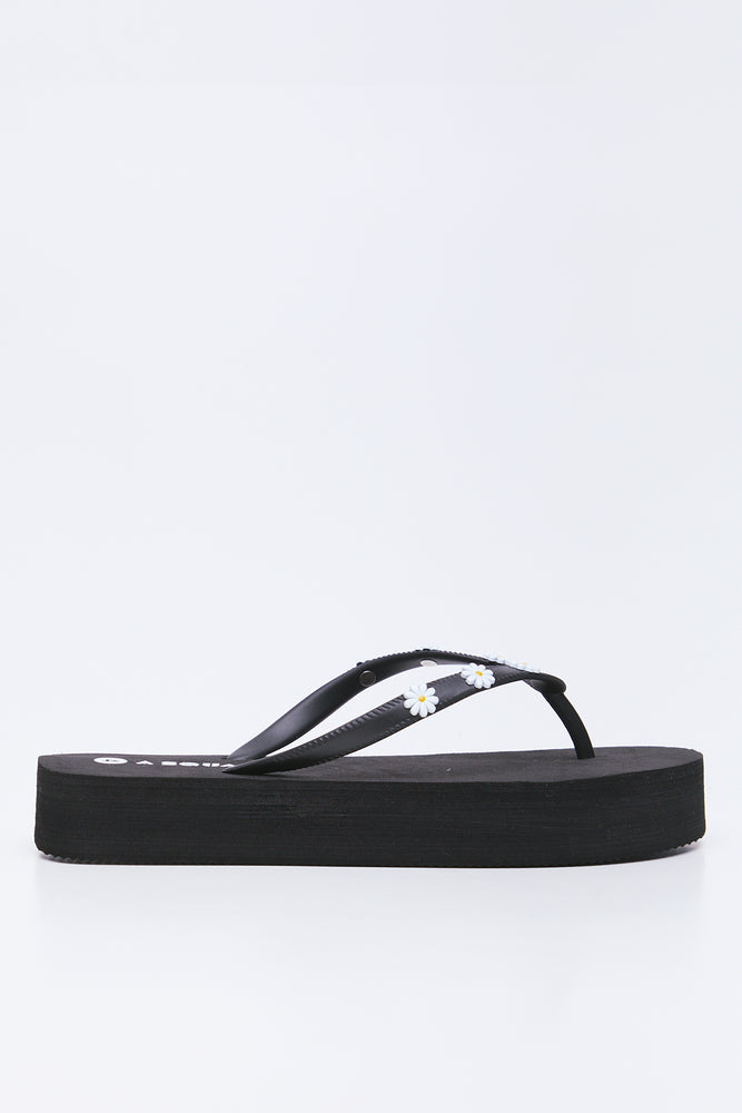 Black Embellished Platform Flip Flops (1)