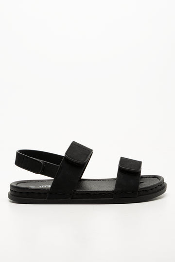 Black Double Velcro Moulded Sandals