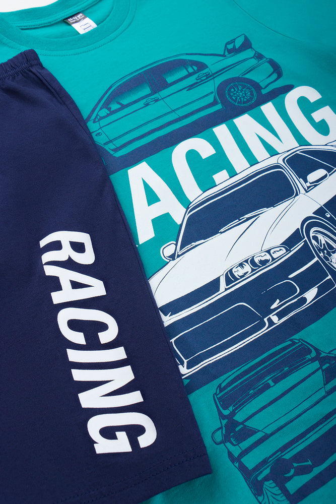 Teal Racing Graphic Short Pyjamas (1)