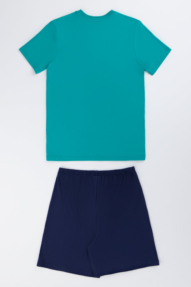 Teal Racing Graphic Short Pyjamas (2)